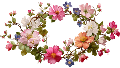 Floral wreath of pastel blooms