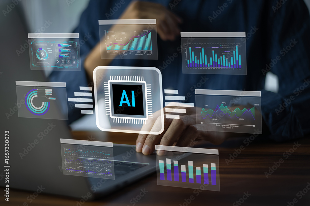 Poster ai artificial intelligence for data analytics. artificial intelligence processes customer behavior p
