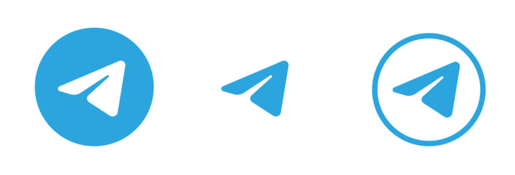 Telegram logo in three styles, including solid blue, outlined, and minimal design. Perfect for social media branding, app UI, and digital projects.