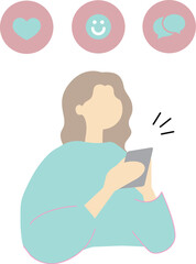 携帯電話を使う人のイラスト &ndash; Person Using mobile phone Illustration
