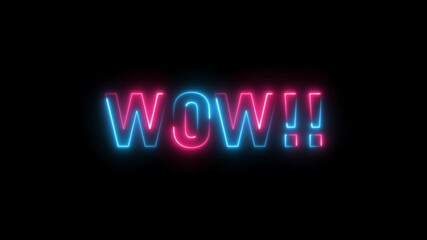 Neon open sign glowing in pink and blue light for shop business at night, Wow, neon sign light effects - Powered by Adobe