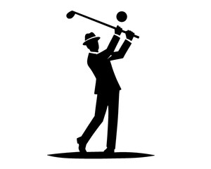 Silhouette of a man playing golf, vector illustration
