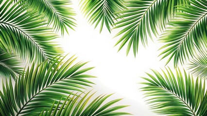 Fototapeta premium Detailed tropical palm leaves with intricate veination on white background