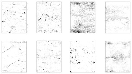 Dirty borders collection on white background. Crosshatch pattern texture set distressed. Hand drawn pencil lines.