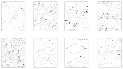 Dirty borders collection on white background. Crosshatch pattern texture set distressed. Hand drawn pencil lines.