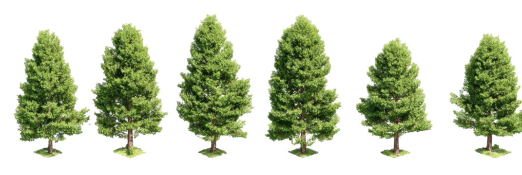 Row of stylized evergreen trees