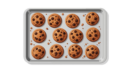 Freshly baked chocolate chip cookies on a baking sheet waiting to cool