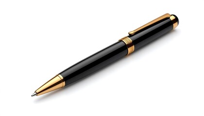 Black pen with gold accents, angled shot