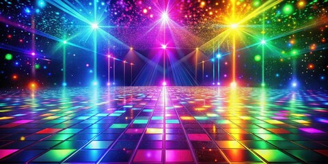 Vibrant Disco Dancefloor With Colorful