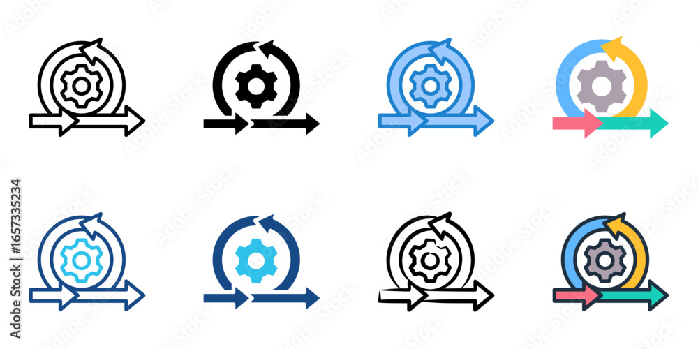 Poster agile methodology icon set multiple style collection