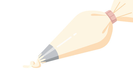Pastry bag with cream, simplified vector illustration for baking elements