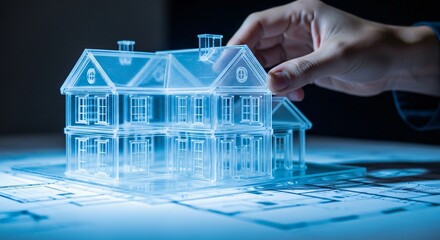 Architect designs dream home with blueprint and model