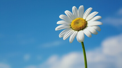 A clear sky background, a daisy flower 