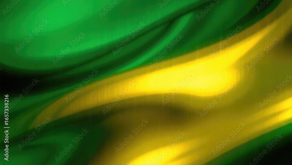 Aufkleber abstract image with flowing green and yellow fabric-like texture, creating a dynamic and fluid desig