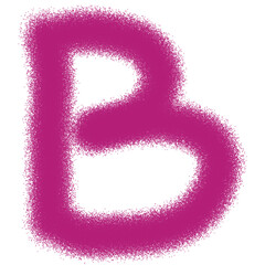 Scribbled letter B font magenta color for alphabets text learn decoration, transparent background
