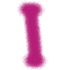 Scribbled letter I font magenta color for alphabets text learn decoration, transparent background
