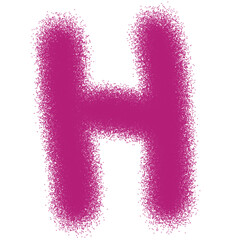 Scribbled letter H font magenta color for alphabets text learn decoration, transparent background