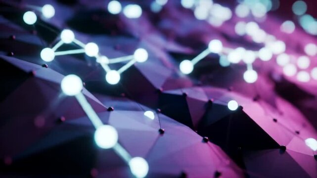 Abstract visualization of a glowing molecular structure or digital network, representing concepts of connectivity, data science, and futuristic biotechnology. - Powered by Adobe