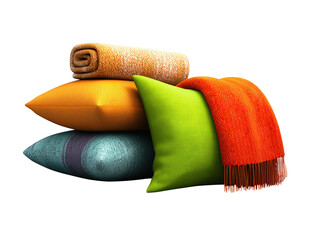 colorful pillows isolated on white background