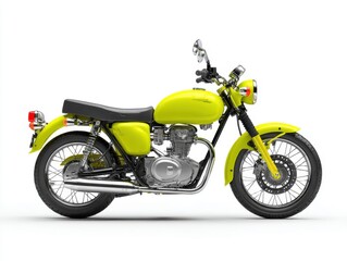 Fototapeta premium Classic Yellow Vintage Motorcycle on White Background