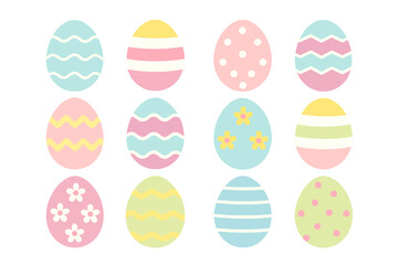 Easter Egg Icons Set Flat Colorful Vector Design for Holiday Decorations Spring and Celebration Projects
