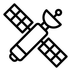 satellite outline icon orbiting earth sending communication signals