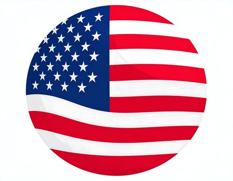 Circular American flag icon with a subtle wave effect