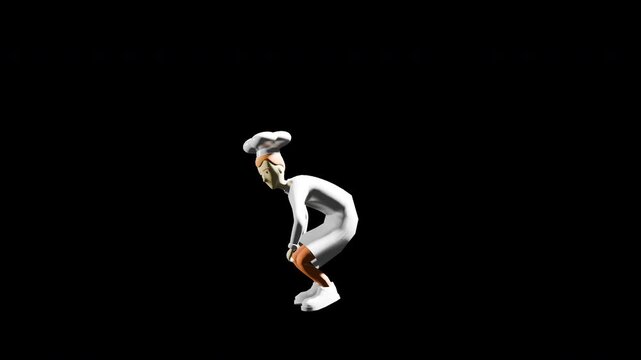 3d render chef dancing house. Brooklyn Uprock. prores 4444