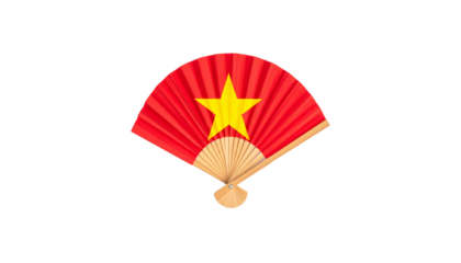 Vietnamese flag fan against transparent background symbolizes culture and heritage for national day celebration