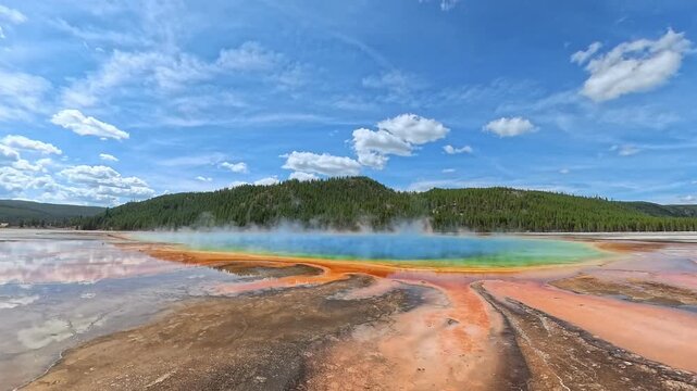 360 Panorama Video of Grand Prismatic Spring, Yellowstone National Park, Wyoming