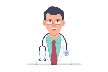 Fototapeta premium Friendly Male Doctor in White Coat with Stethoscope - Healthcare Professional