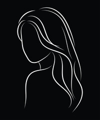 Minimalist Line Art Woman Silhouette with Elegant Hair.