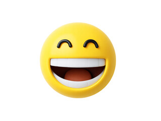 Fototapeta premium 3D Render Of A Yellow Emoji With A Transparent Background Expressing Laughter, PNG