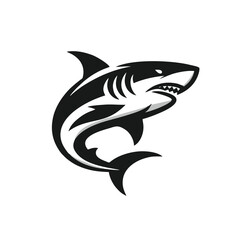 Fototapeta premium Shark Illustration Logo in Black and White