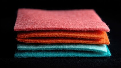 Stacked vibrant felt sheets in coral, orange, and teal
