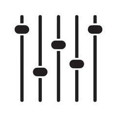 Sound mixer sliders icon. Equalizer level controls symbol for audio adjustment and settings. Simple black glyph for music, filter, and preferences. Vector illustration isolated.
