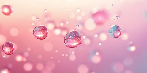 Abstract Pink Bubbles Floating in Soft Light Background