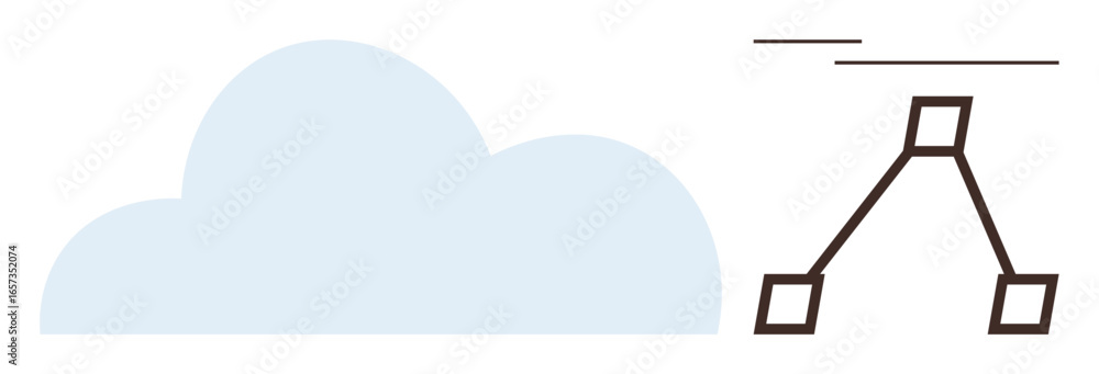 Aufkleber light blue cloud with a minimalist network diagram featuring interlinked nodes and lines. ideal for 