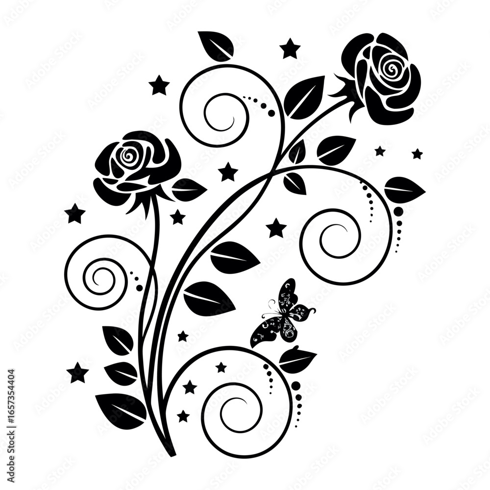 Poster black scroll ornate element plant swirly scrollwork floral ornament black scroll scroll tangle.
