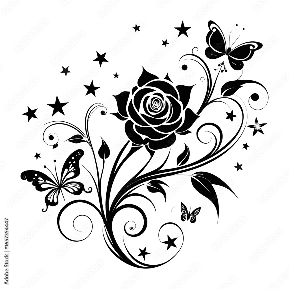 Poster black scroll ornate element plant swirly scrollwork floral ornament black scroll scroll tangle.