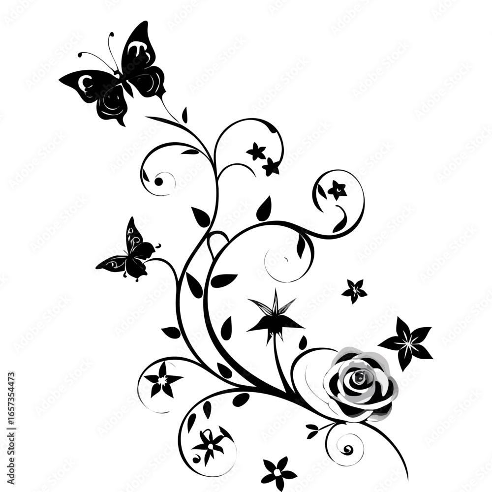 Poster black scroll ornate element plant swirly scrollwork floral ornament black scroll scroll tangle.