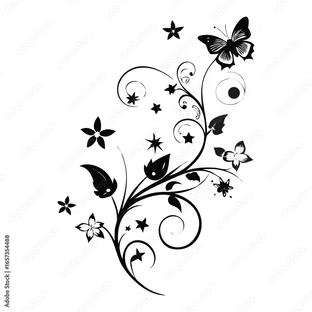 Poster black scroll ornate element plant swirly scrollwork floral ornament black scroll scroll tangle.