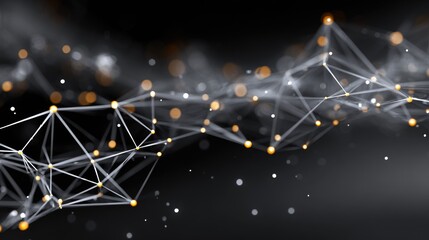 Abstract network of glowing nodes and lines on dark background