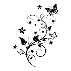 Black Scroll Ornate Element Plant Swirly Scrollwork Floral ornament Black Scroll Scroll Tangle.