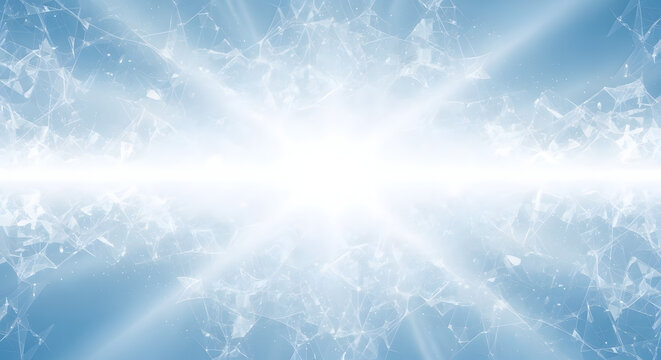 Abstract White Geometric Network with Glowing Blue Background