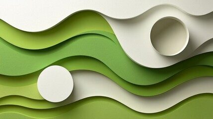 Layered Paper Cut Design in Shades of Green and White