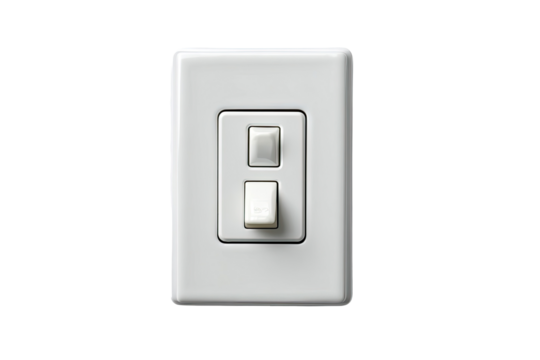 A white electrical wall switch