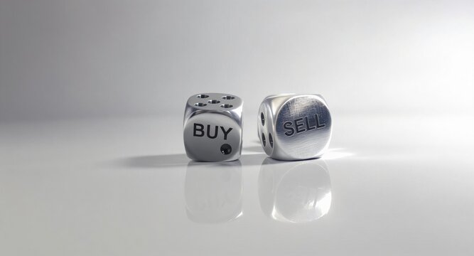 Buy and Sell Dice Representing Stock Market and Investment Decisions