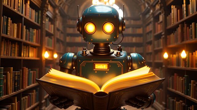 Archivist Robot Reads a Crystal Book