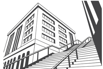 Fototapeta premium sketch of a building in the city
